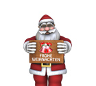 Santa mit Schild 2\'Frohe Weihnachten\'