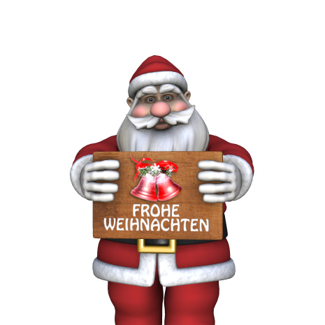 Santa mit Schild 2<br/>'Frohe Weihnachten'